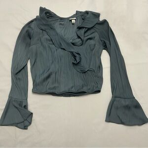 a new day Women's Ruffled Blouse in Slate Blue